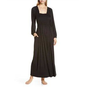 New NORDSTROM Women's Size S Moonlight Eco Long Sleeve Nightgown in Black
